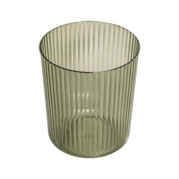 Basicwise Modern Plastic Waste Bin, Small Trash Can for Home Office, Green