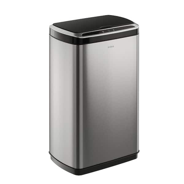 Photo 1 of Garbage Pro Rectangular 13 Gal. Motion Sensor Trash Can in Stainless Steel with Soft Shut Lid