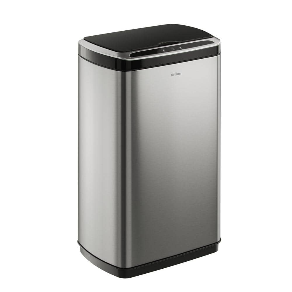 KRAUS Garbage Pro Rectangular 13 Gal. Motion Sensor Trash Can in Stainless Steel with Soft Shut Lid KTCS-10SS - The Home Depot