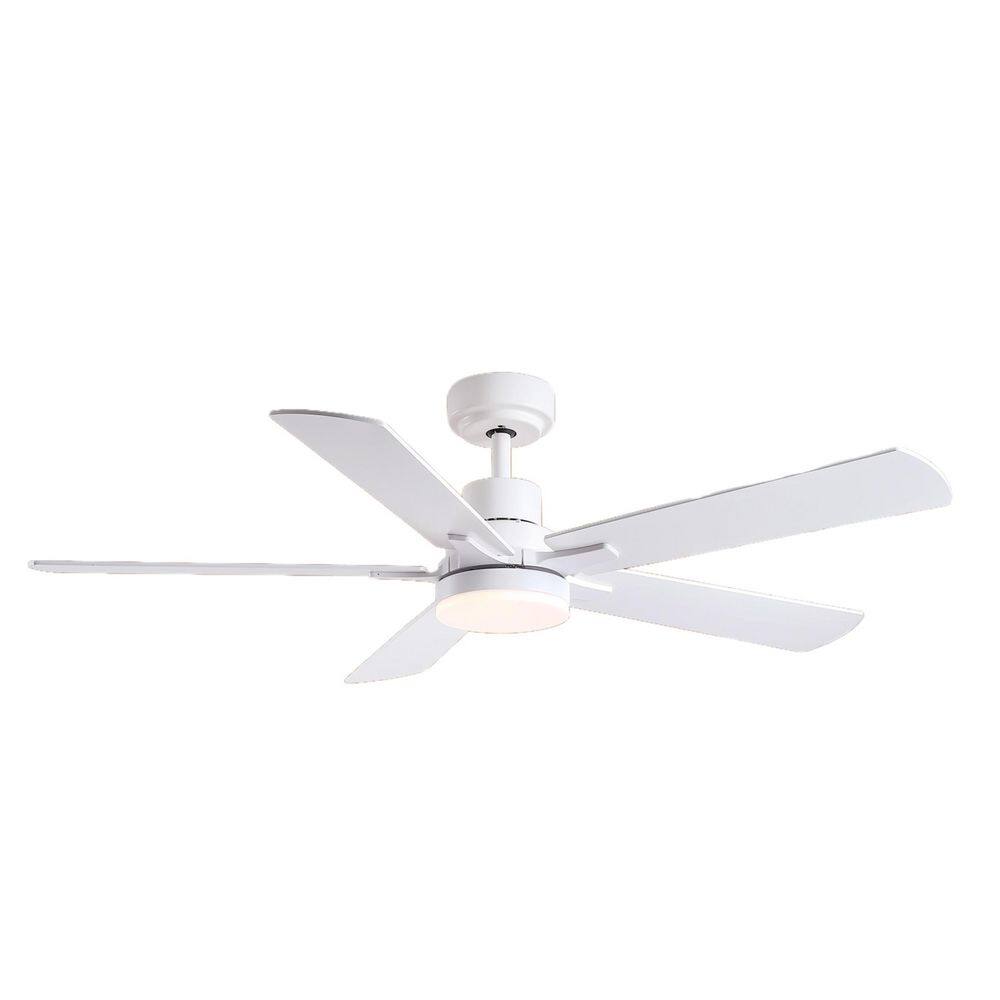 52 in. White Lowe Profile Indoor Downrod Mount Ceiling Fan with Light and Remote 5 Blades in White, Remote Control price history on PriceWatchPro
