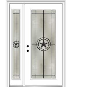 Elegant Star 53 in. x 81.75 in. Inswing Full Lite Decorative Glass Primed Fiberglass Prehung Front Door