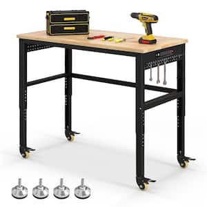 48 in. Adjustable Workbench Solid Oak Wood Top 2000 lbs. Heavy-Duty Worktable