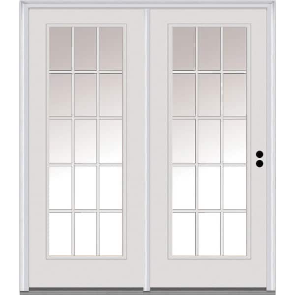 MMI DOOR 67 in. x 81.75 in. Grilles Between Glass Fiberglass Smooth Prehung Left-Hand Inswing 15 Lite Stationary Patio Door
