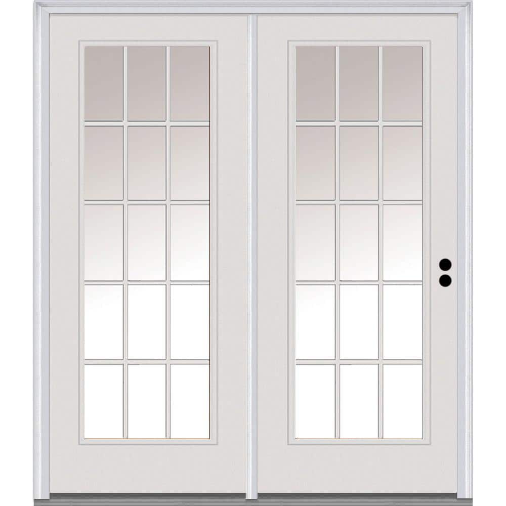 75 in. x 81.75 in. Classic Clear Glass Majestic Steel Left-Hand Inswing 15 Lite Patio Door