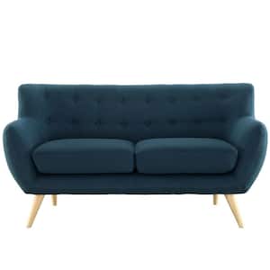 Remark 61.5 in. Azure Polyester 2-Seater Loveseat with Tapered Wood Legs