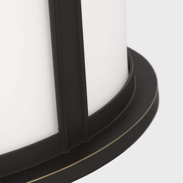 Generation Lighting - Portola Extra Large Antique Bronze Traditional Outdoor Hardwired Arm Lantern Sconce with White Glass, No Bulb Included