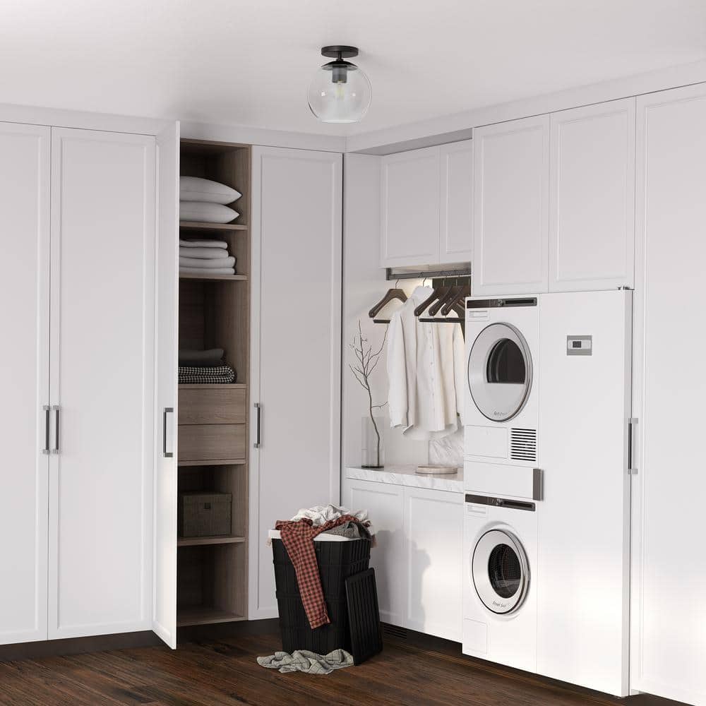 Matte Black and Clear Glass Globe Semi Flush Mount