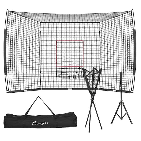 17 ft. x 5.5 ft. Black Baseball Net with Strike Zone, Caddy & Carry Bag, Portable Softball & Baseball Training Equipment