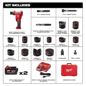 M18 18V Lithium-Ion 1/2 in. - 2 in. Force Logic High Capacity Cordless Knockout Tool Kit /W Die Set, 3.0Ah Batteries