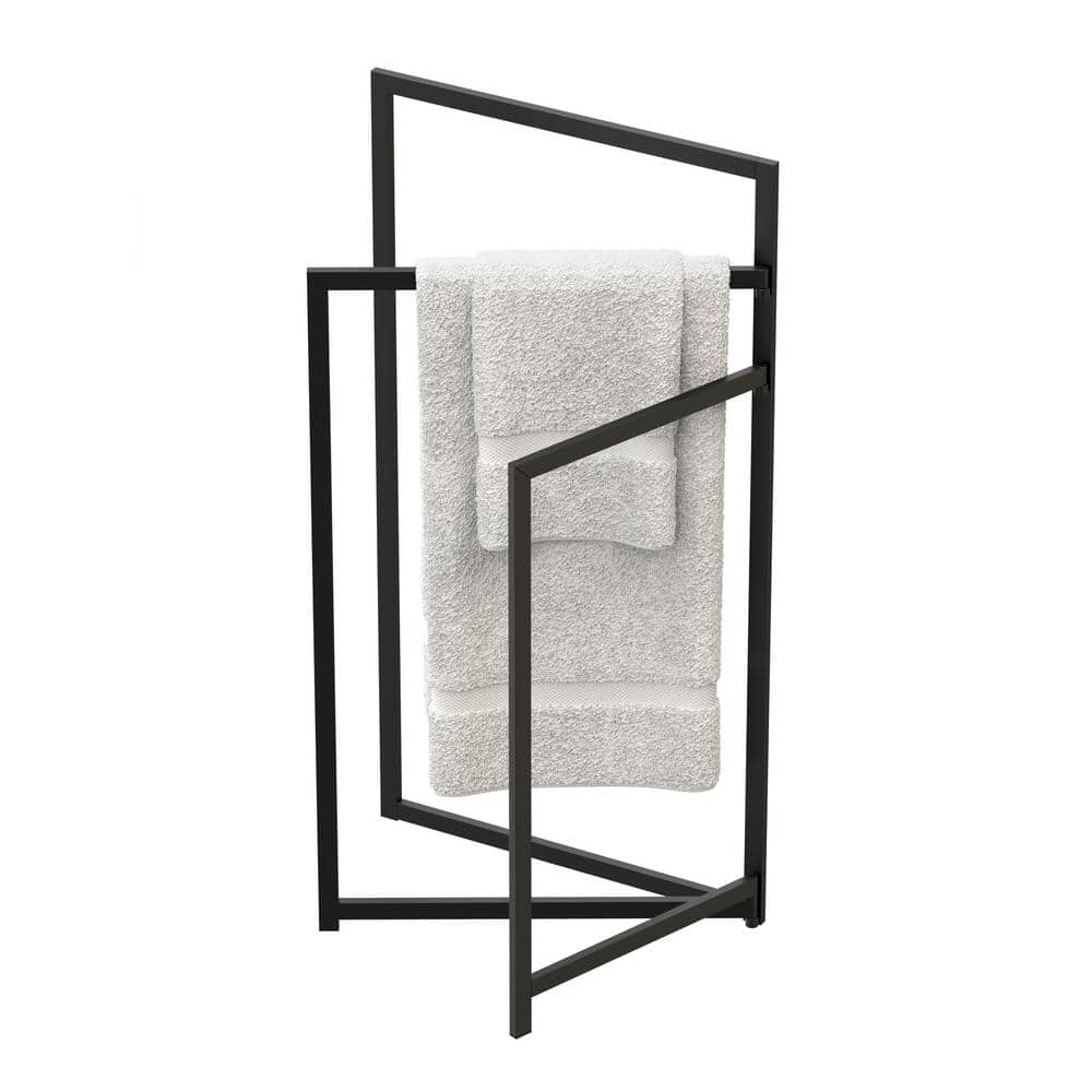 Matte Black Freestanding Triple Towel Rack with Swivel Bars