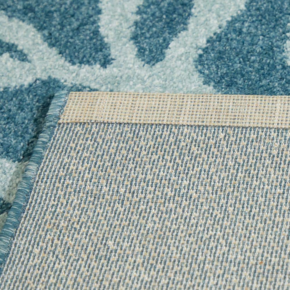 Blue Coral Print Reversible Synthetic Area Rug 5' x 7'