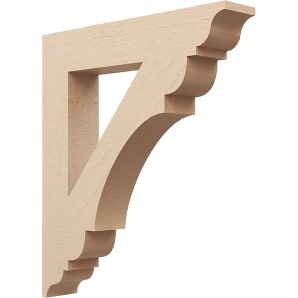 Ekena Millwork 5.5 in. x 36 in. x 32 in. Olympic Traditional Rough Cedar Woodgrain Timberthane Polyurethane Bracket, Primed Tan