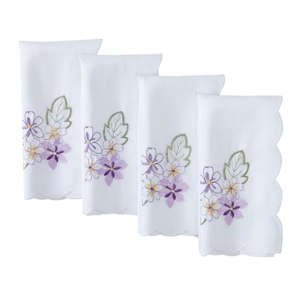 Threadmade Home Spring Hydrangea Cutwork Napkin Set of 4, Multicolor - 17"W x 17"L