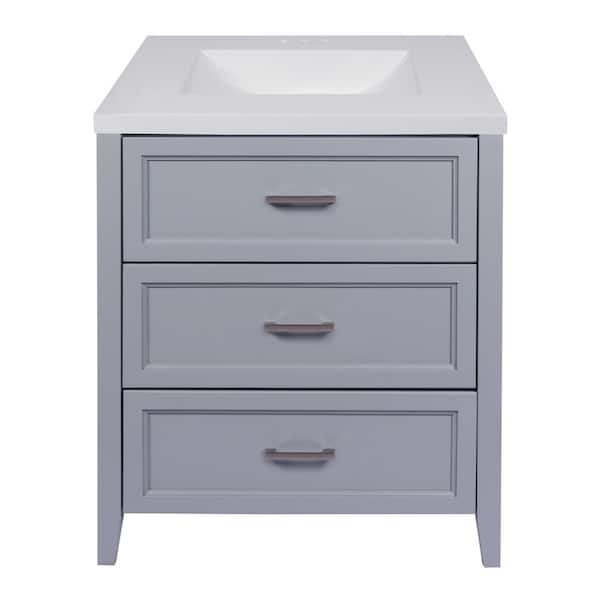 Amluxx Capri 31 in. W x 22 in. D x 36 in. H Bath Vanity in Gray with Cultured Marble Vanity Top in White
