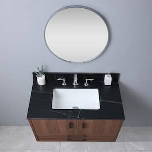 37.01 in. W x 22.01 in. D Stone White Rectangular Single Sink Vanity Top in Black