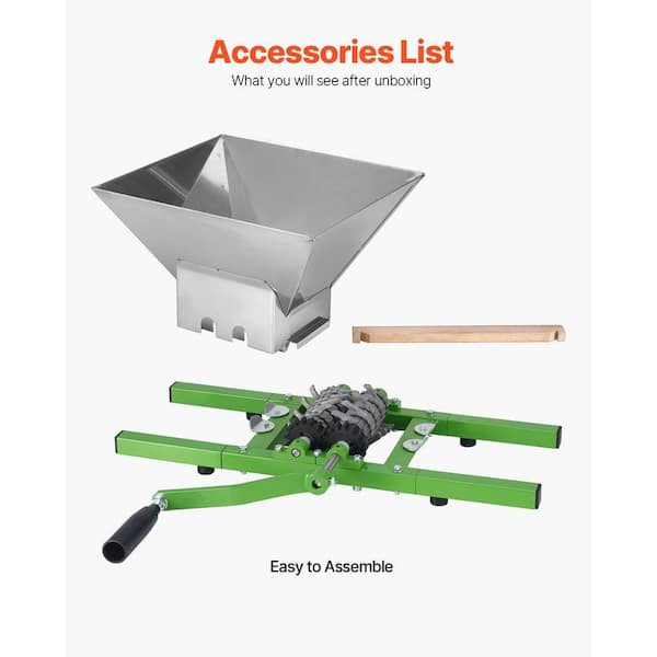 SKYSHALO 1.8 Gal. /7L Fruit and Apple Crusher, Stainless Steel