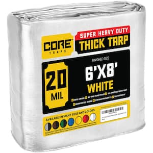 6 ft. x 8 ft. White 20 Mil Heavy Duty Polyethylene Tarp, Waterproof, UV Resistant, Rip and Tear Proof