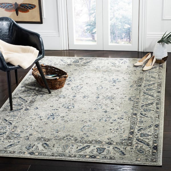 Charleston Gray/Dark Gray 9 ft. x 12 ft. Floral Area Rug