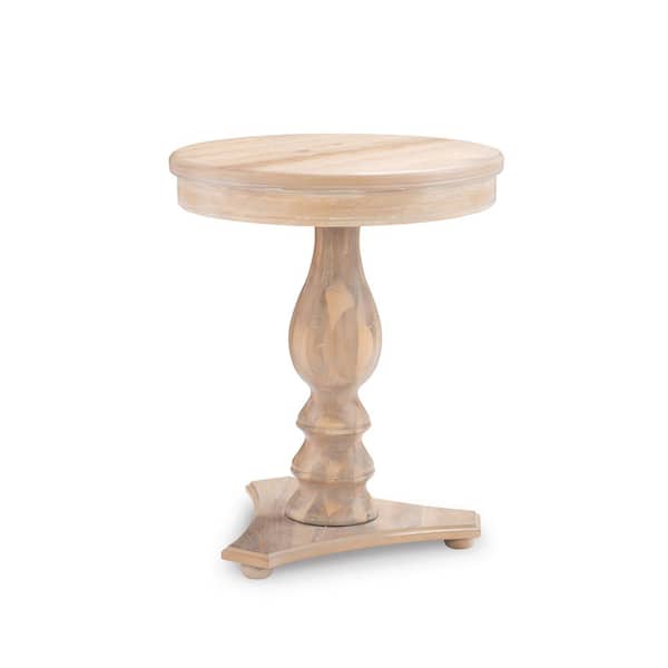 Powell Company Cati Natural 20" Round Wood Side Table with Triangular Base