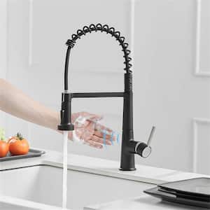 Single Handle Touchless Pull Down Kitchen Sink Faucet With Sprayer Commercial Sensor Automatic Brass Taps in Matte Black