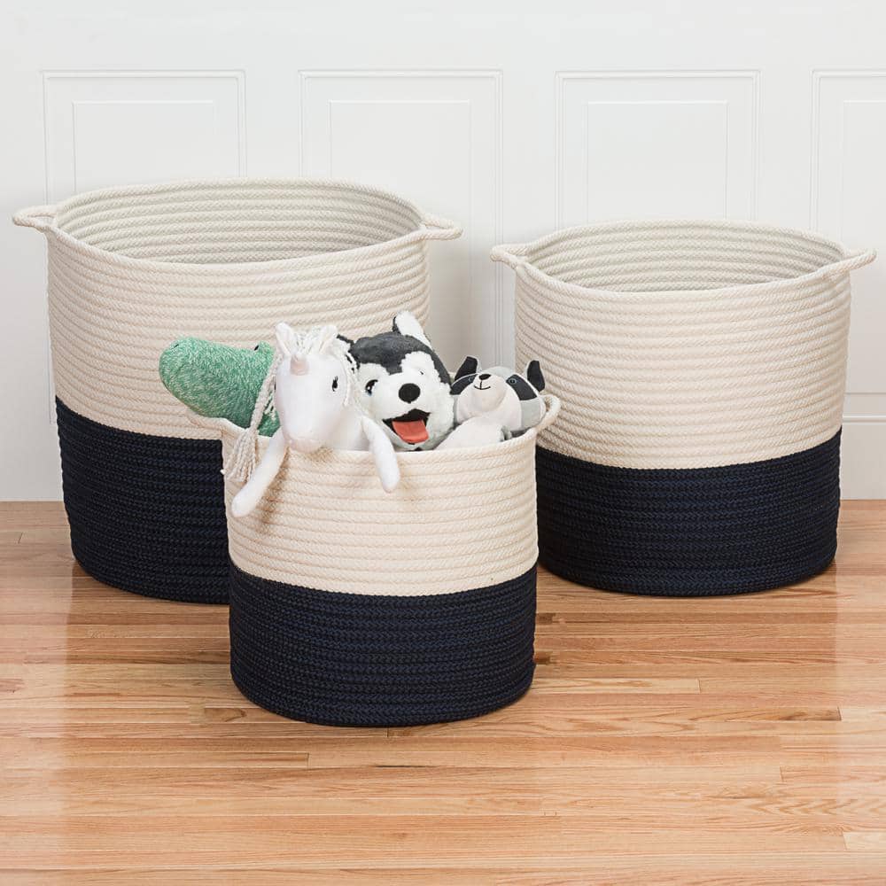 Craftworks 16 in. x 16 in. x 16 in. Navy Round Polypropylene Braided Basket