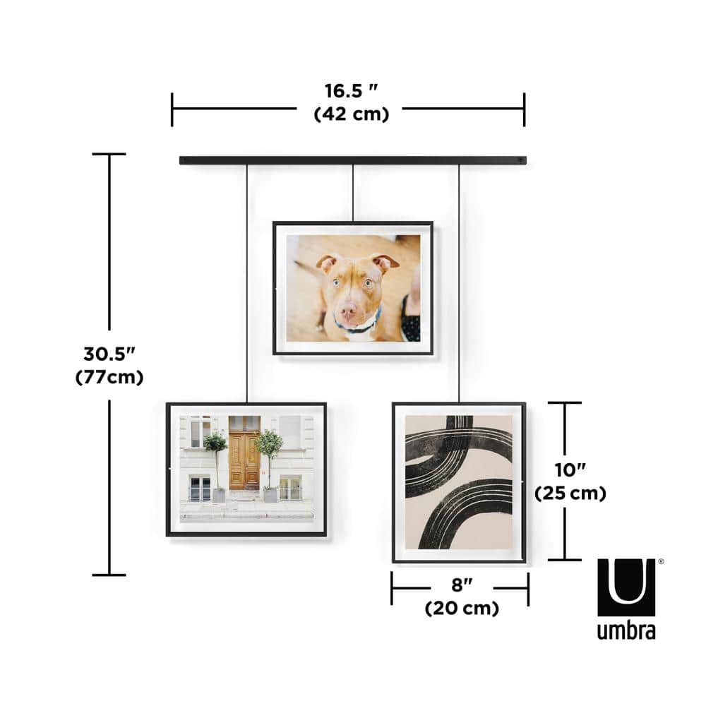 Black Iron Floating Wall Gallery Frame Set, 32"
