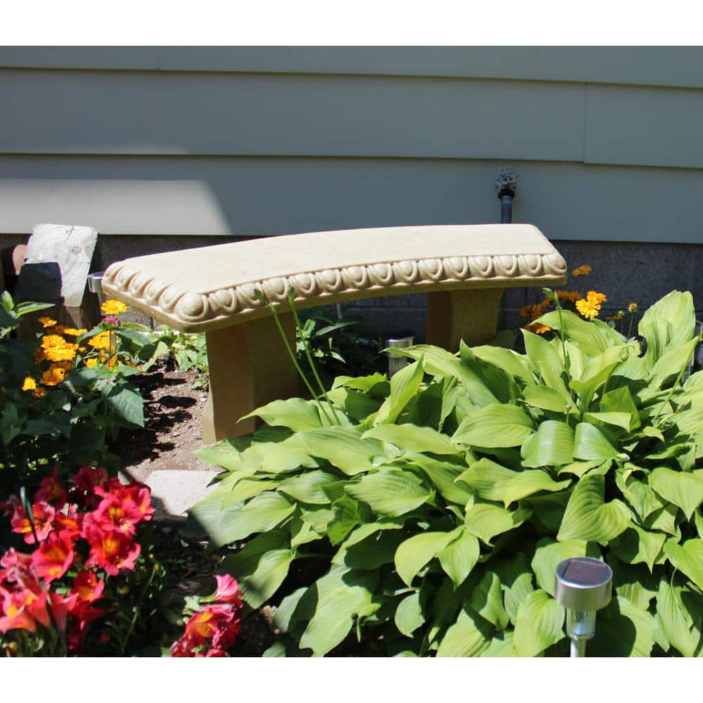 Sandstone Resin Garden Bench with Scalloped Design