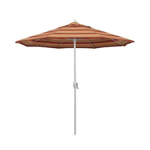 7.5 ft. Matted White Aluminum Market Patio Umbrella Fiberglass Ribs and Auto Tilt in Astoria Sunset Sunbrella