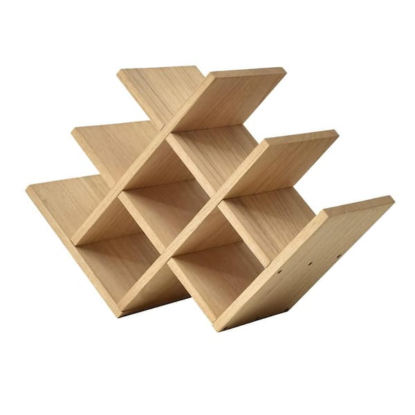 Natural Wood 8-Bottle 3-Tier Countertop Wine Rack for Cabinets, Pantry Shelves and Kitchen Storage