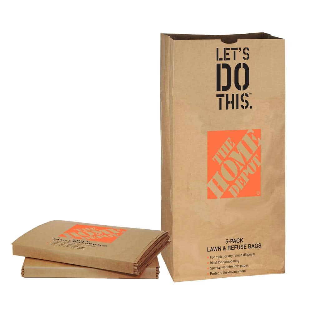 The Home Depot 30 Gal Paper Lawn And Leaf Bags 5 Pack Hdll1635 The Home Depot