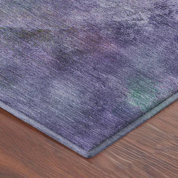 Mayfield Premium Machine Washable Abstract AMF2308 Purple 2 ft. x 7 ft. Runner Rug