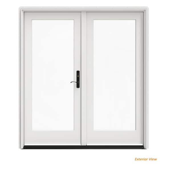 72 in. x 80 in. W-5500 White Clad Wood Left-Hand Full Lite French Patio Door w/White Paint Interior