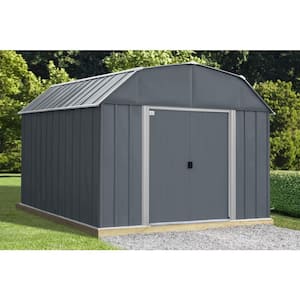 10 ft. W x 10 ft. D Metal Barn in Charcoal/Flute Grey, 100 sq. ft.