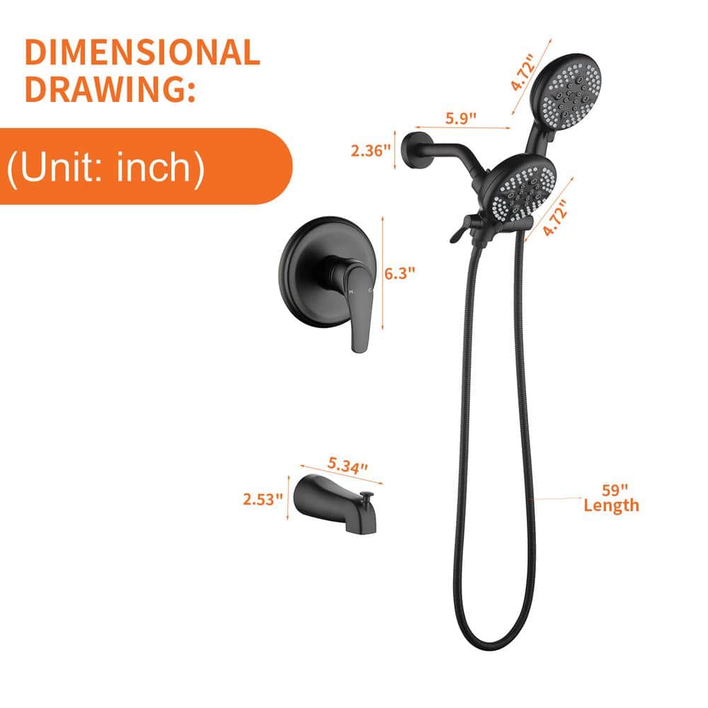 Matte Black Dual Shower Head System with Handheld