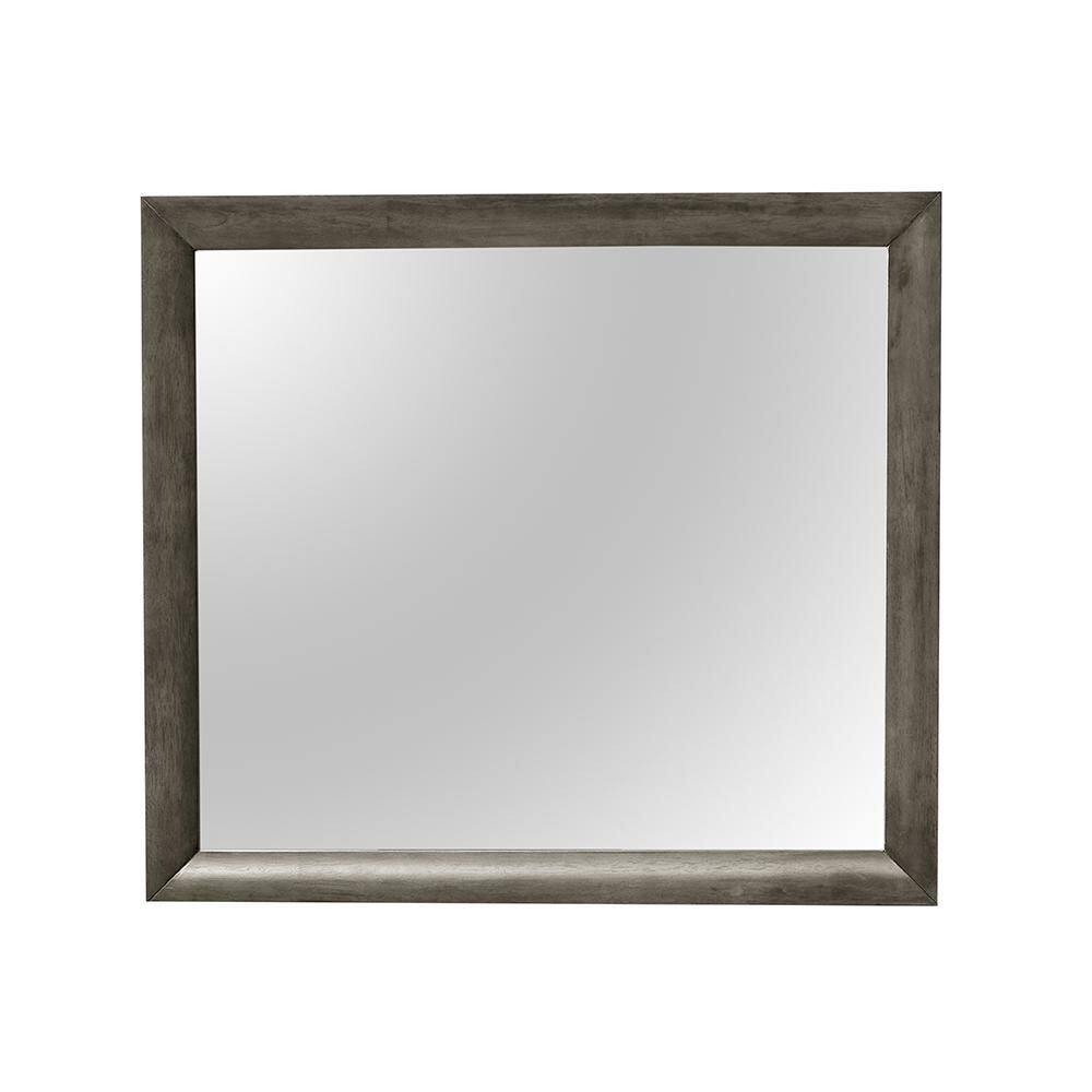 Gray 39 in. W x 35 in. H Rustic Rectangle Particle Board Framed Mirror Wall