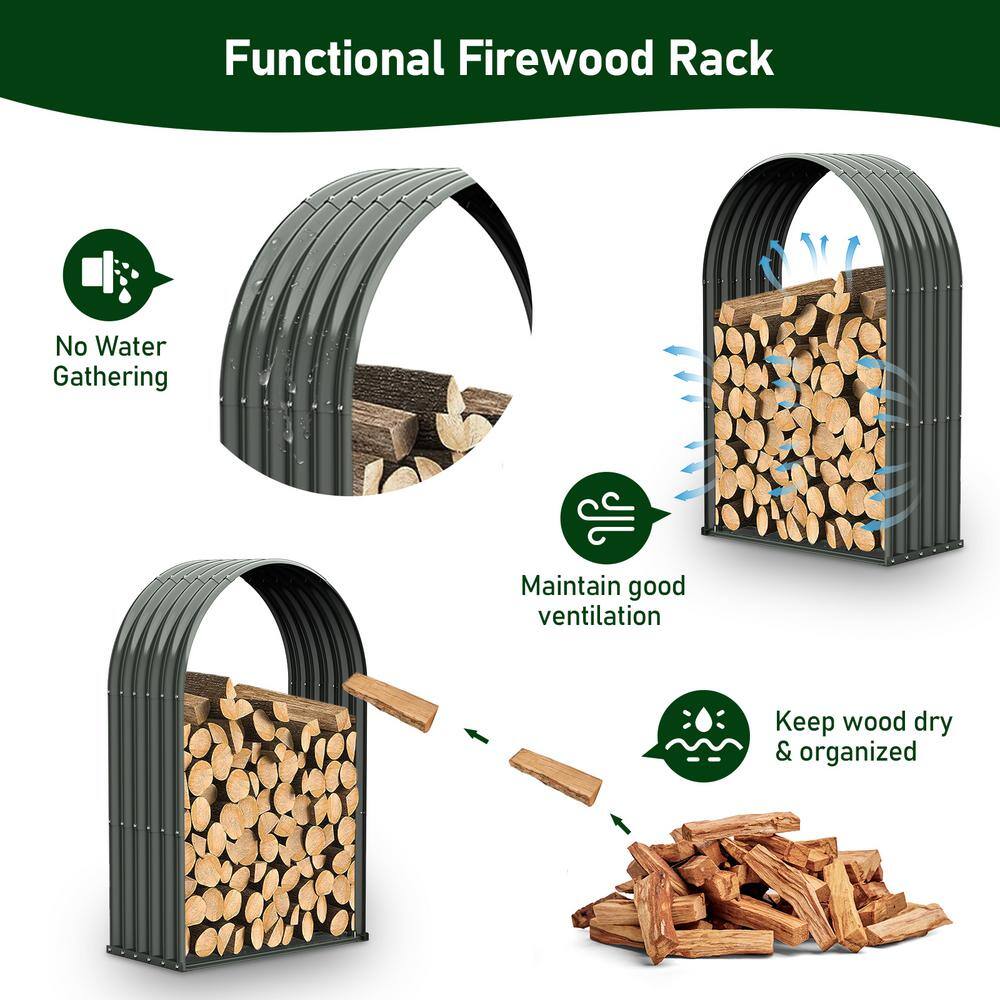 Heavy Duty Galvanized Steel Oval Firewood Storage Rack