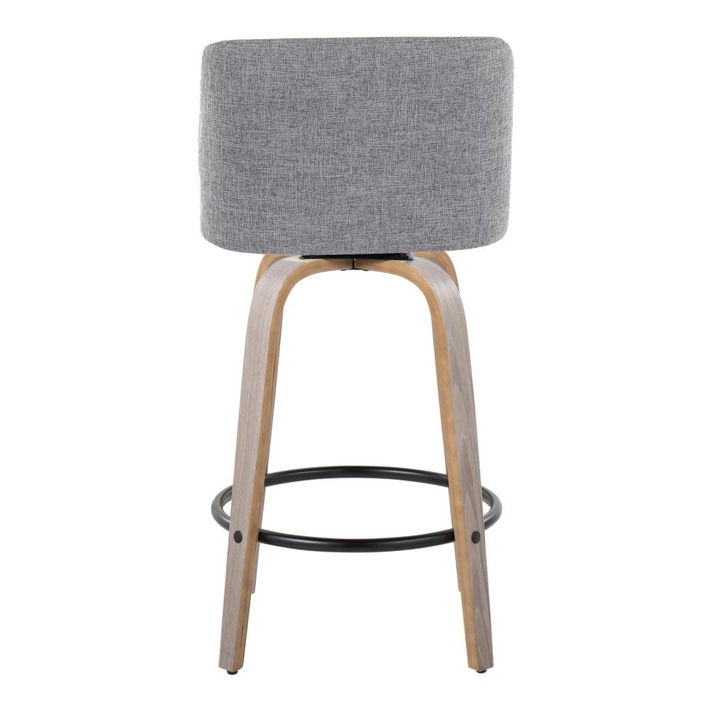 Toriano Gray Swivel Upholstered Wood Counter Stool Set