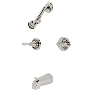 Victorian Double Handle 1-Spray Tub and Shower Faucet 2 GPM with Corrosion Resistant in. Polished Nickel