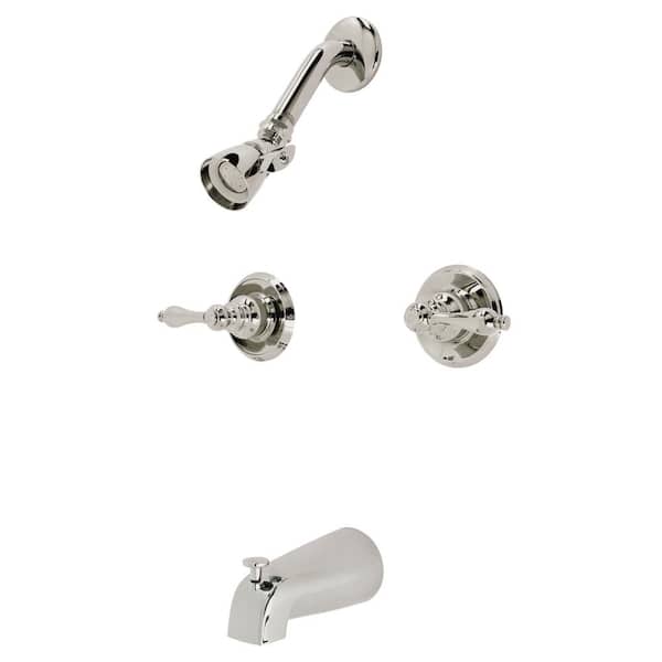 Kingston Brass Victorian Double Handle 1-Spray Tub and Shower Faucet 2 GPM with Corrosion Resistant in. Polished Nickel