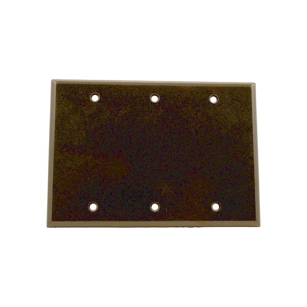 Leviton Brown 3-Gang Blank Plate Wall Plate (1-Pack)