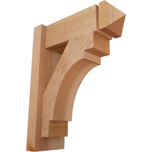Ekena Millwork 6 in. x 20 in. x 16 in. Western Red Cedar Merced Arts and Crafts Rough Sawn Outlooker