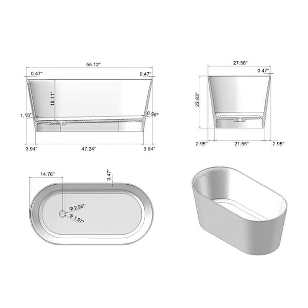 Xspracer Foyil 55 in. x 28 in. Solid Surface Stone Resin