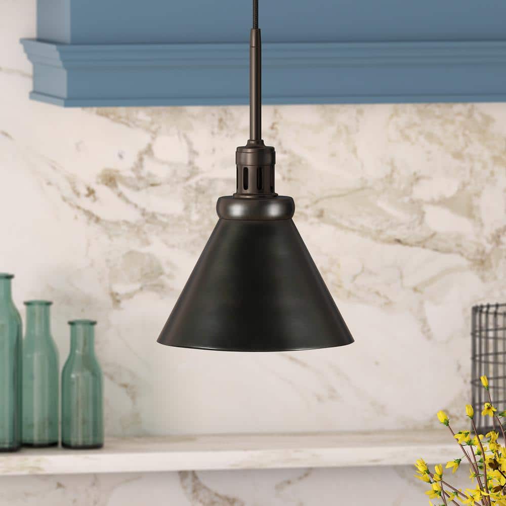Zeno Brushed Black Mini Drum Pendant with Adjustable Cord