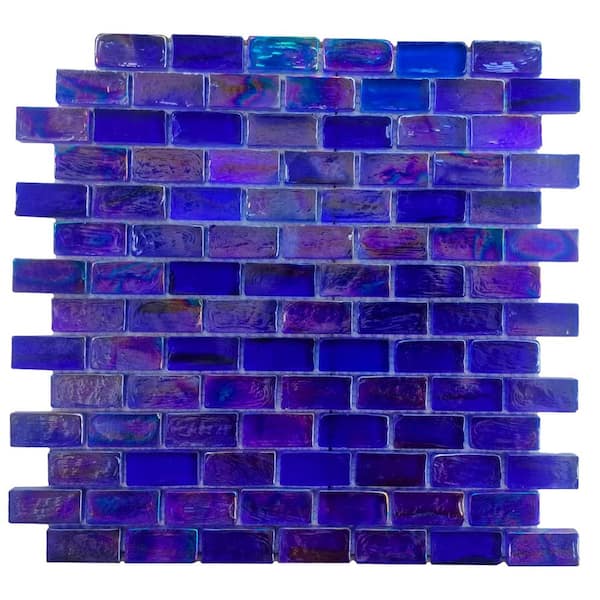 Landscape 12 in. x 12 in. Iridescent Blue Glass Backsplash Mosaic Wall and Floor Tile (11.1 sq. ft./Case)