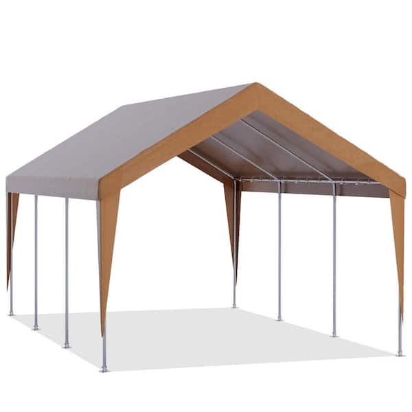 12 ft. W x 20 ft. D Heavy Duty Carport, Rainproof and UV Protected Shelter Cover, Outdoor Portable Garage for Car Yellow