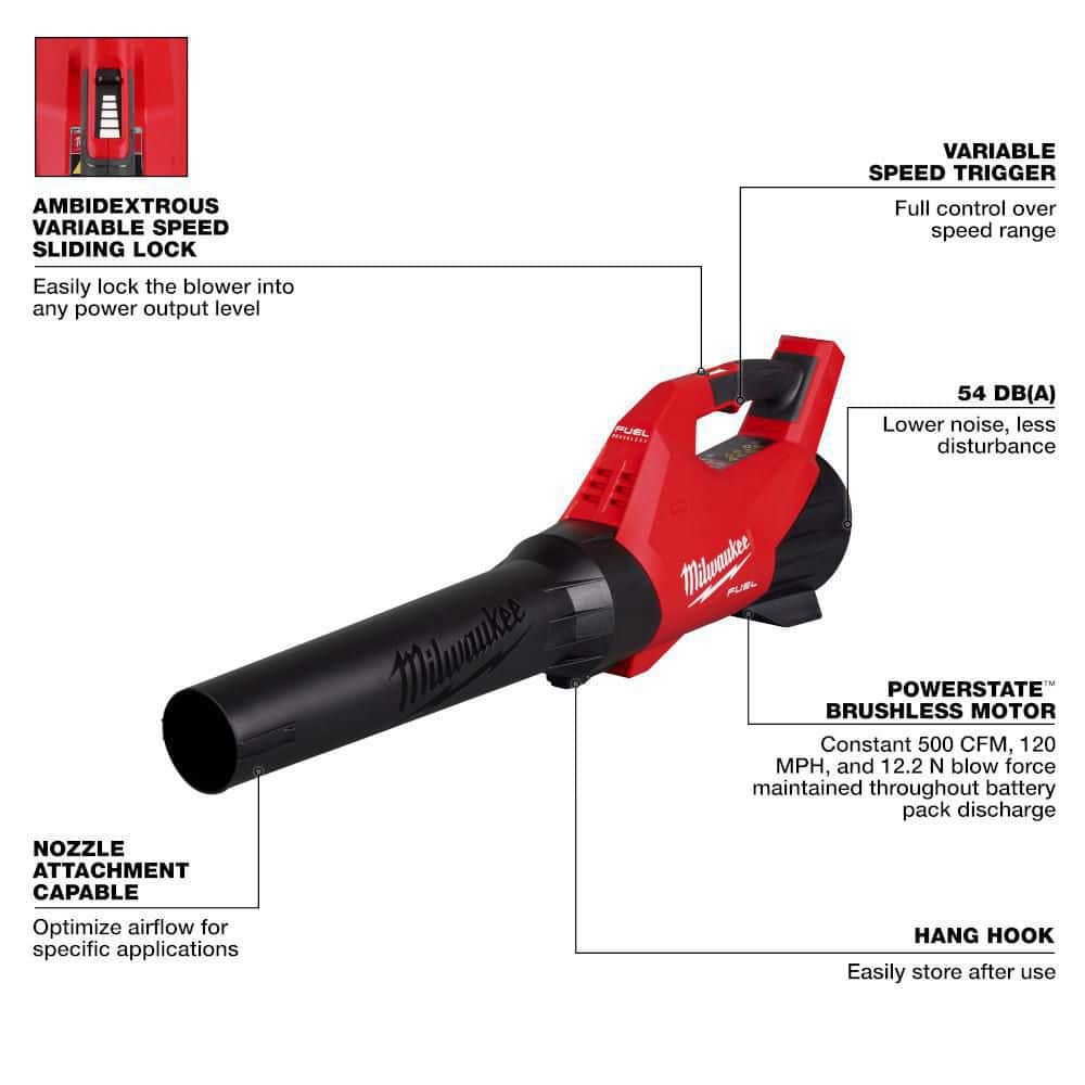 Milwaukee M18 FUEL 120 MPH 500 CFM 18V Lithium-Ion Brushless Cordless Handheld Blower (Tool-Only) 3017-20