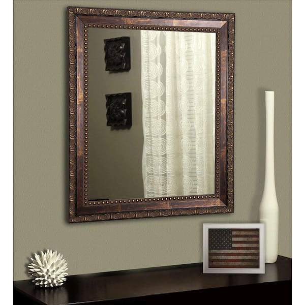 Unbranded Medium Rectangle Cracked Bronze Classic Mirror (38 in. H x 32 in. W)