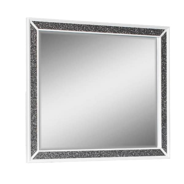 Benjara 46 in. W x 46 in. H Wooden Frame White Wall Mirror