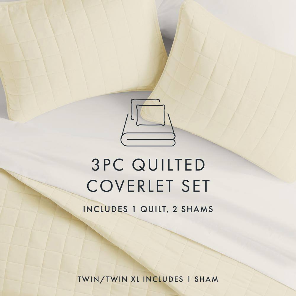 Yellow Twin Microfiber Quilt Set with Pillow Sham