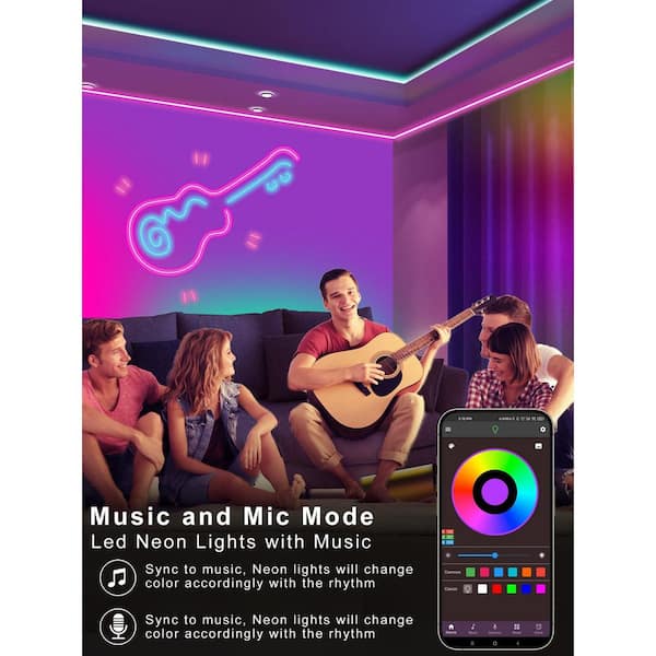 50 ft. Integrated LED Strip Light Fixture Rope Lights, IP65 Waterproof, RGB Color Changing, Remote Control ‎ Plastic